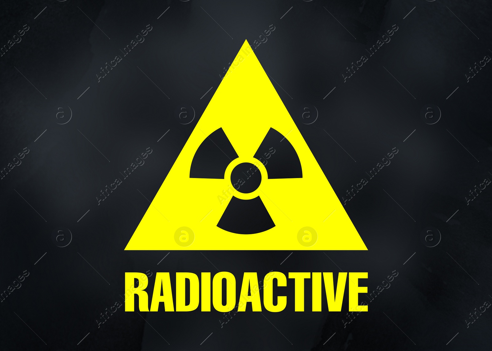 Illustration of Radioactive sign on black background. Hazard symbol