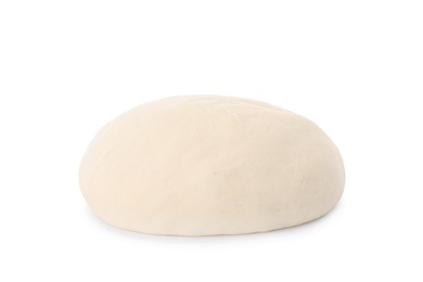 Photo of Fresh raw dough on white background