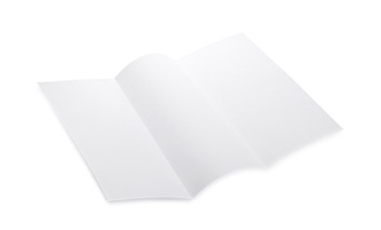 Photo of Blank paper brochure isolated on white. Mockup for design