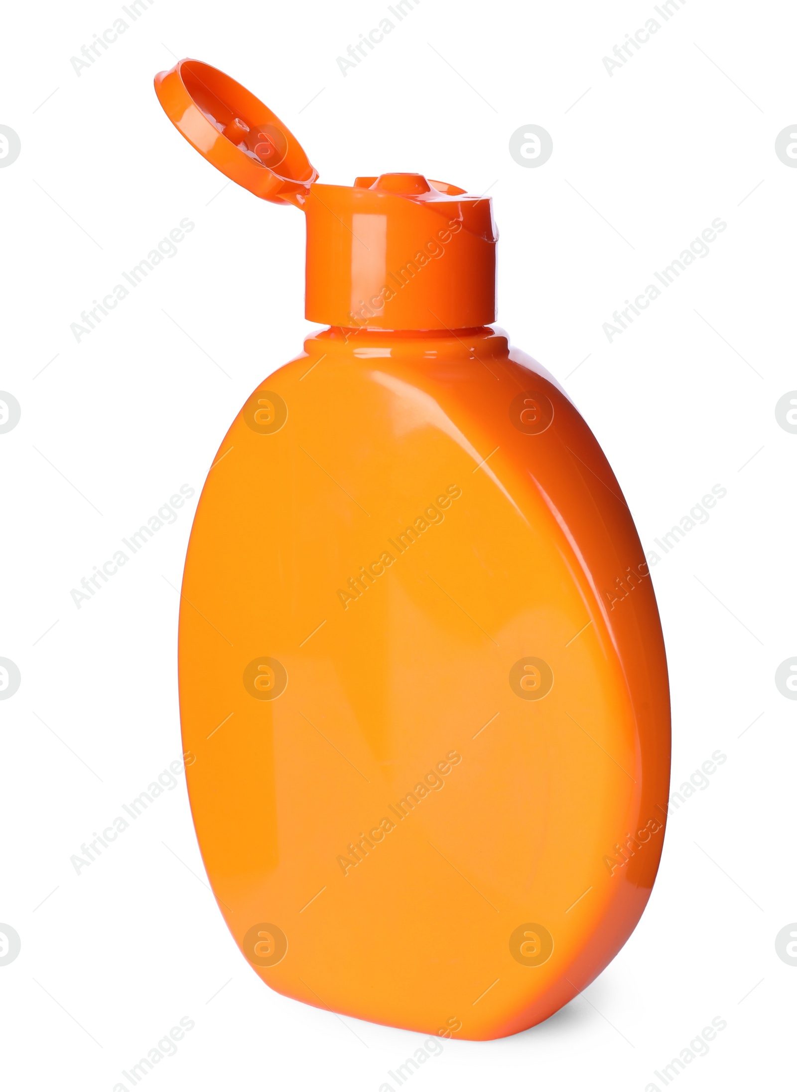 Photo of Bottle with sun protection cream isolated on white