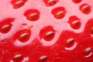 Photo of Macro photo of fresh strawberry as background