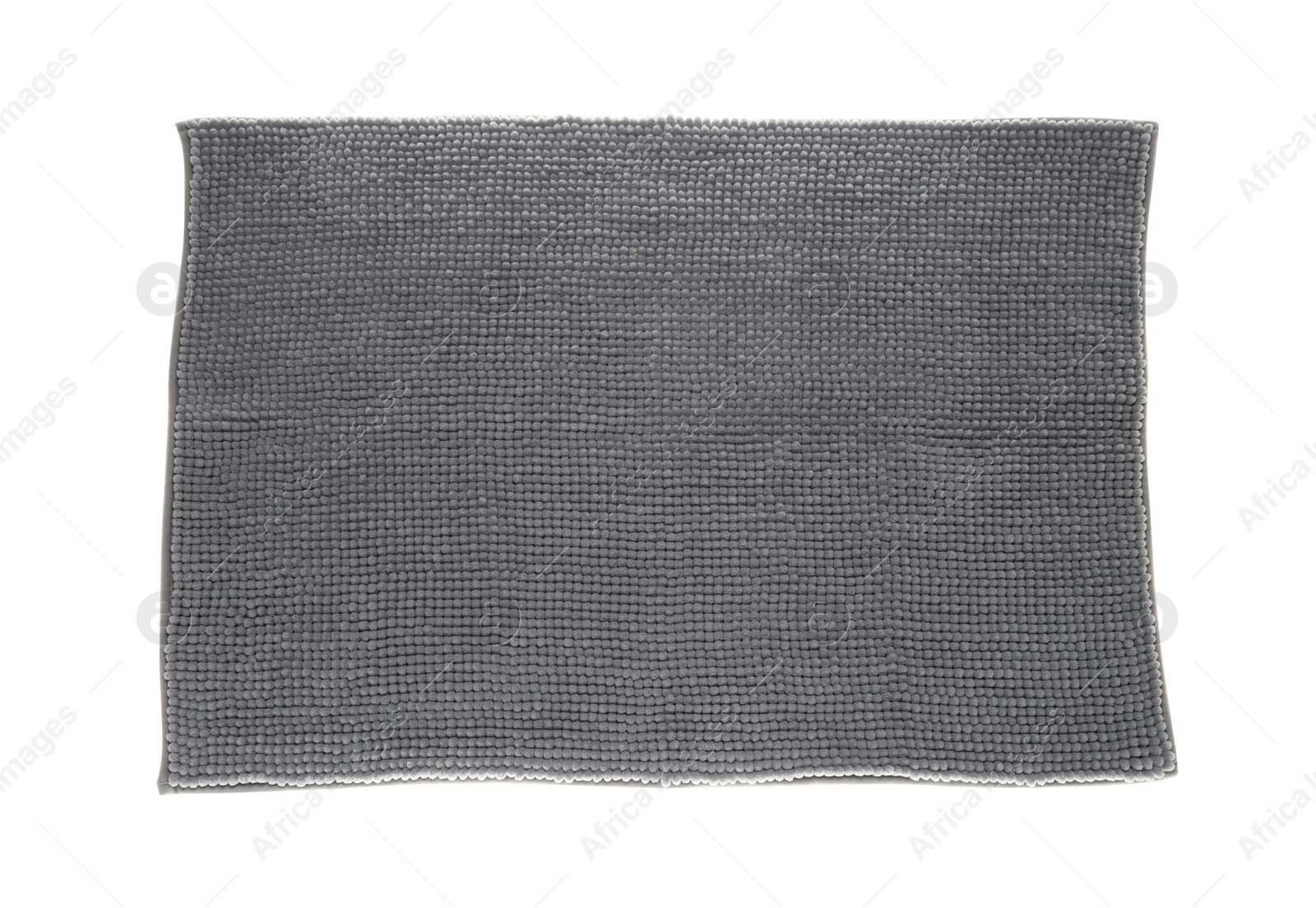 Photo of Soft grey bath mat isolated on white, top view