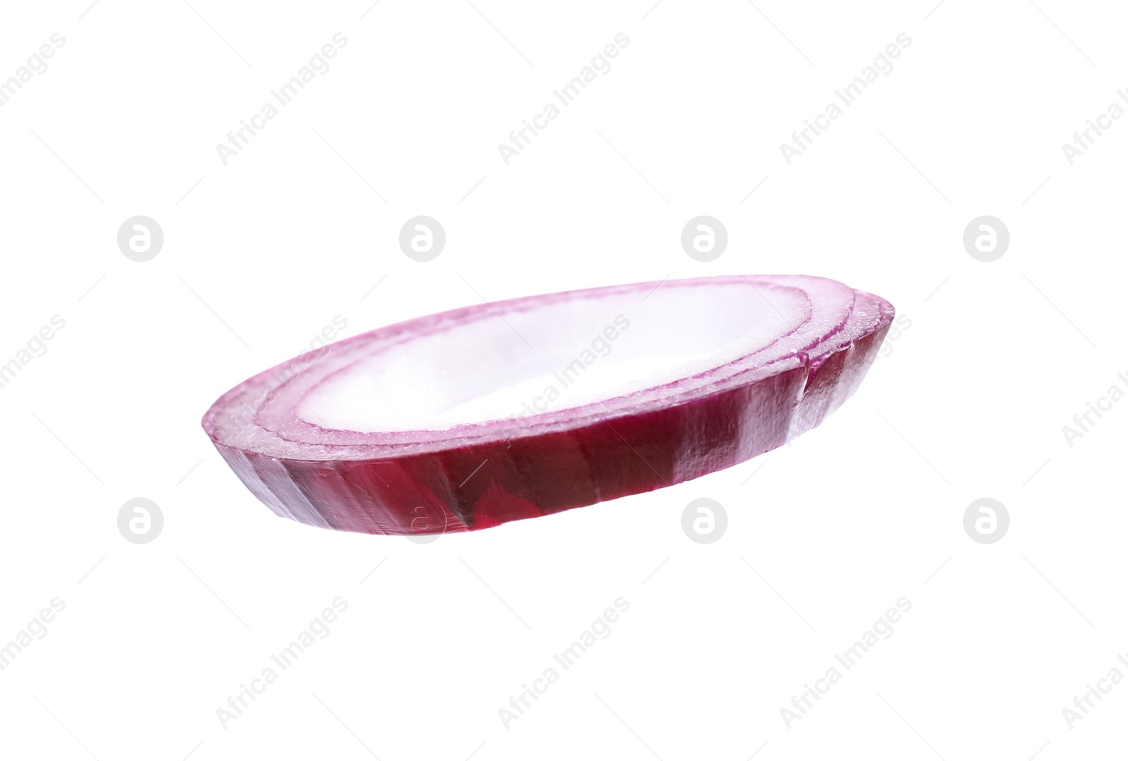 Photo of Cut red onion isolated on white. Ingredient for sandwich