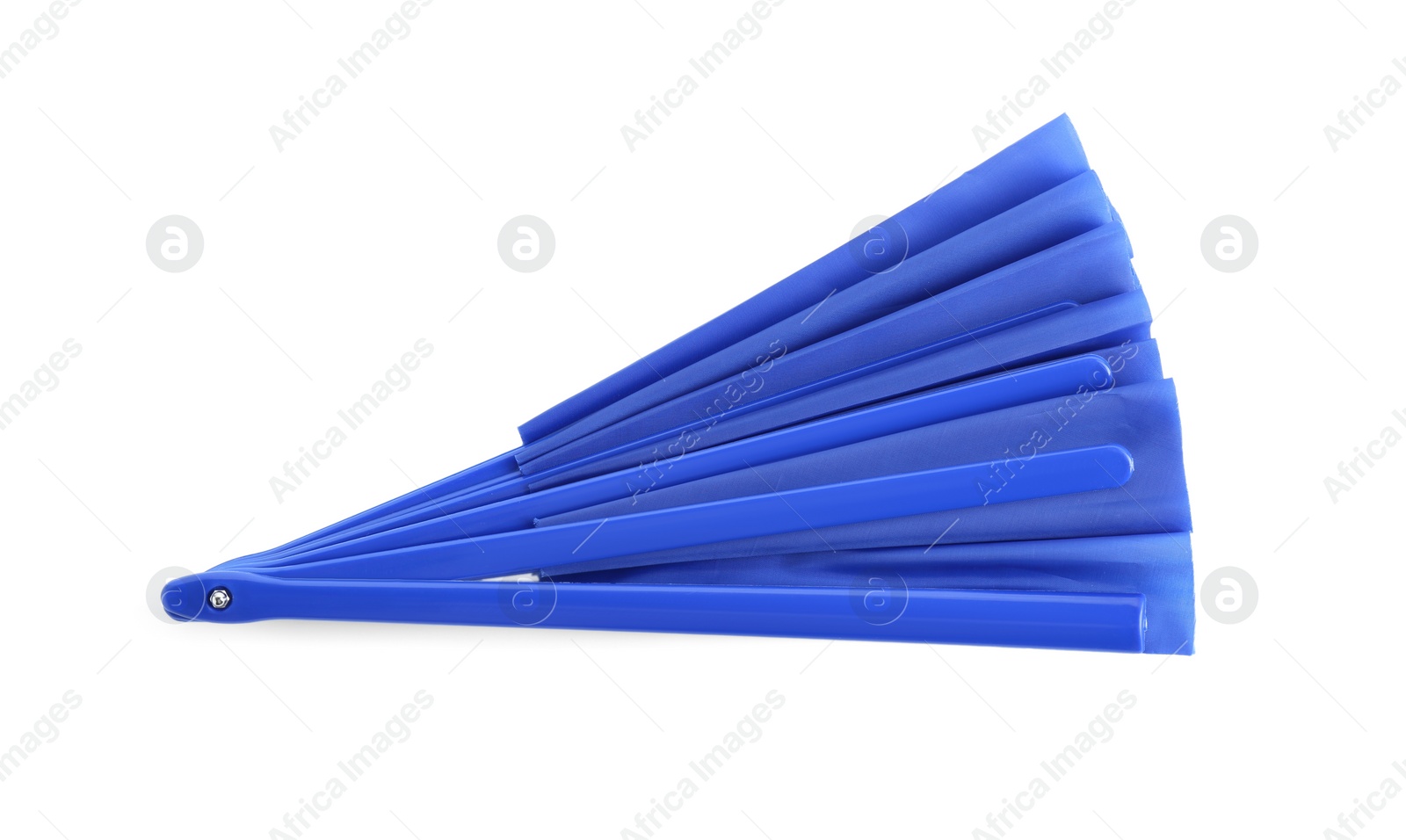 Photo of Blue bright hand fan isolated on white