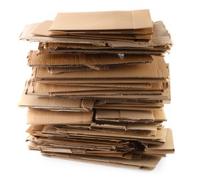 Stack of cardboard pieces isolated on white