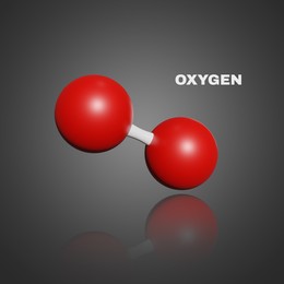 Illustration of Two molecules of Oxygen on grey background, illustration