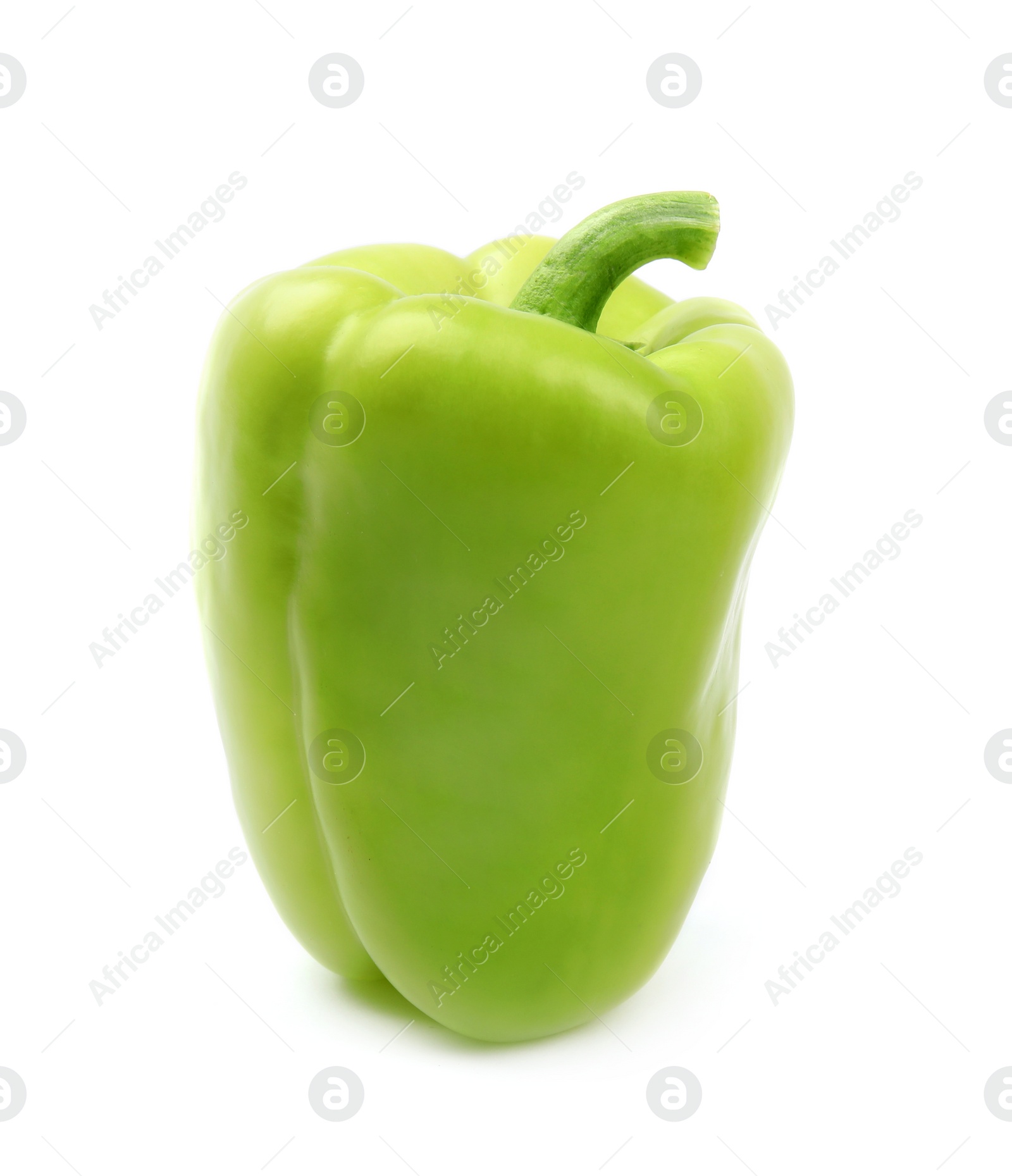 Photo of Ripe green bell pepper on white background