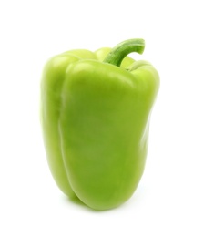 Ripe green bell pepper on white background