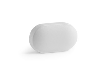 Photo of One pill on white background. Medicinal treatment