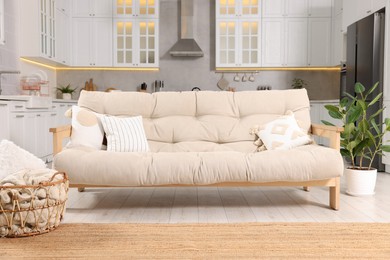 Photo of Comfortable soft sofa at home. Stylish interior