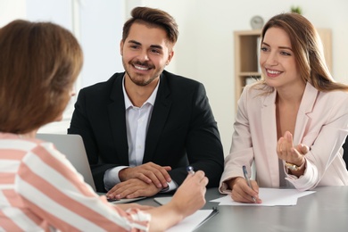 Human resources commission conducting job interview with applicant in office