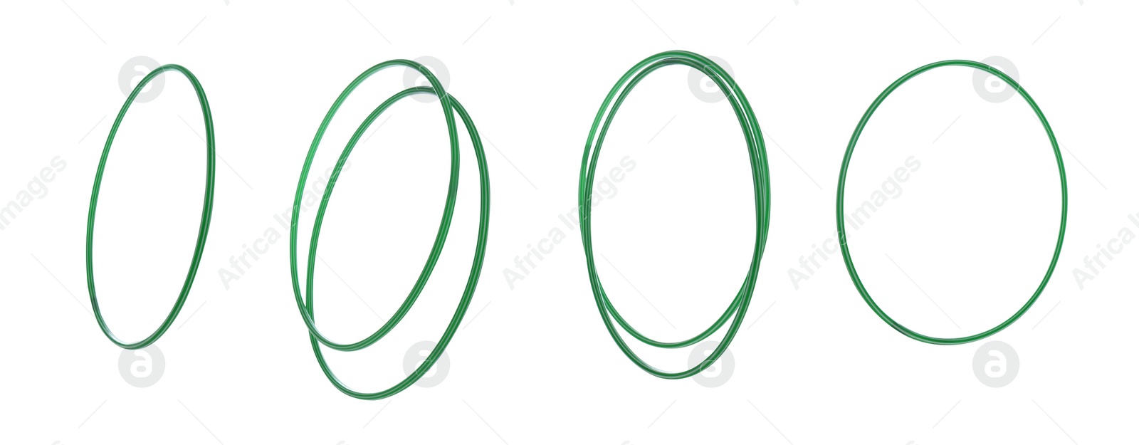 Image of Set of hula hoops isolated on white. Banner design