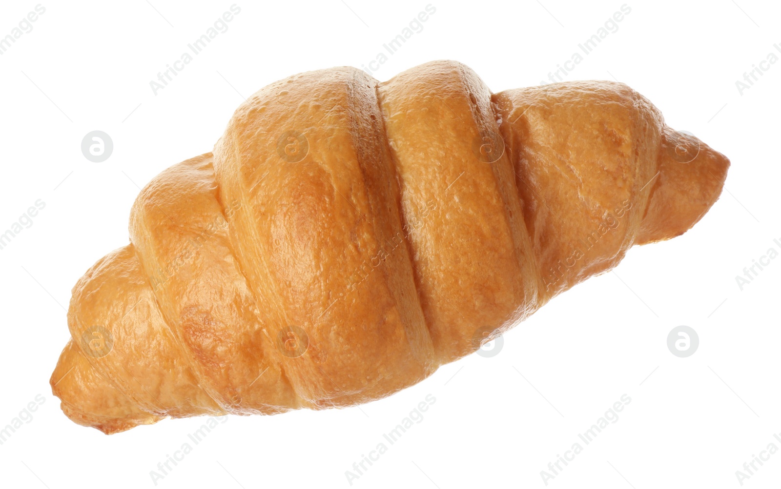 Photo of One delicious fresh croissant isolated on white