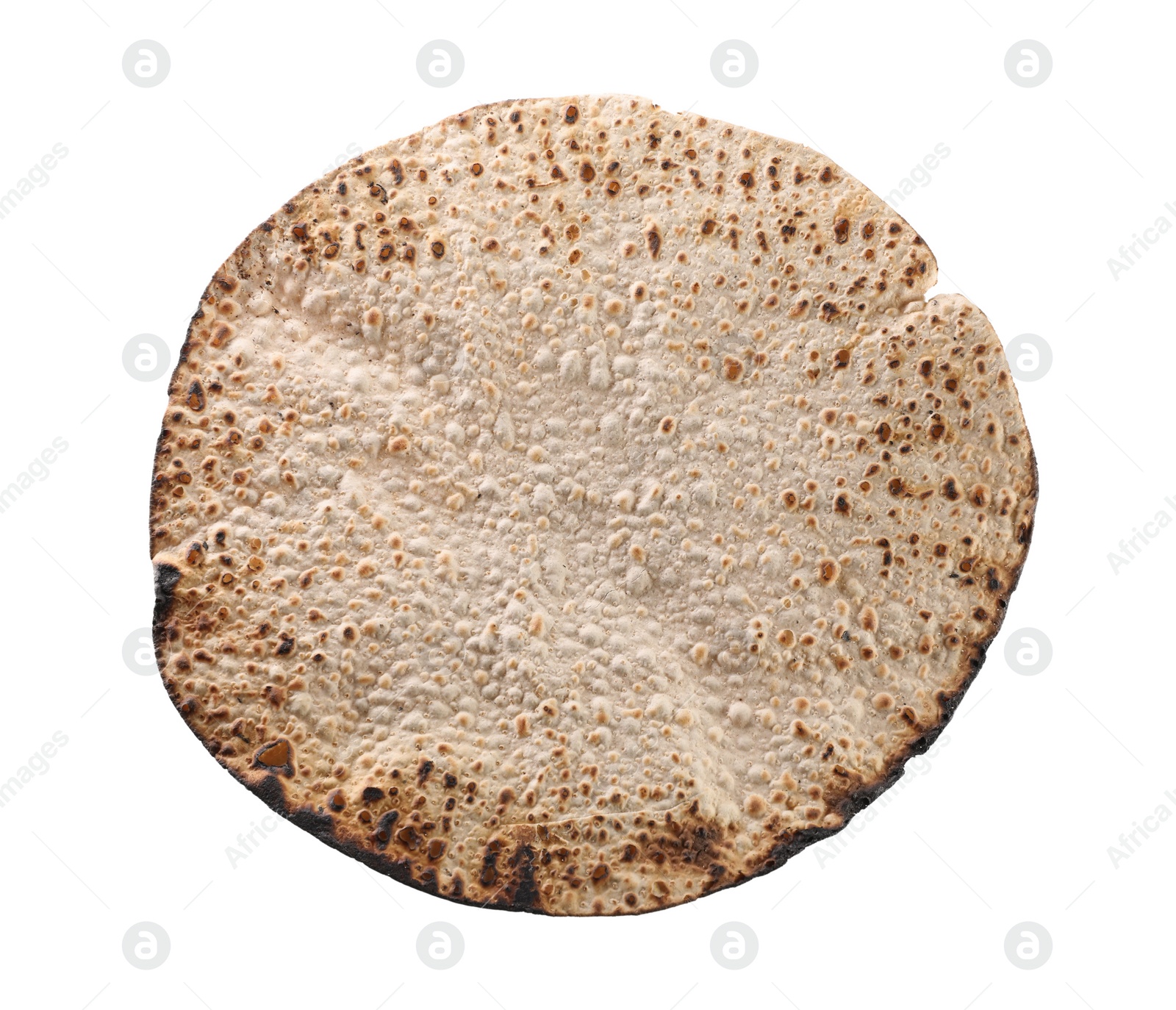 Photo of Tasty matzo isolated on white, top view. Passover (Pesach) celebration