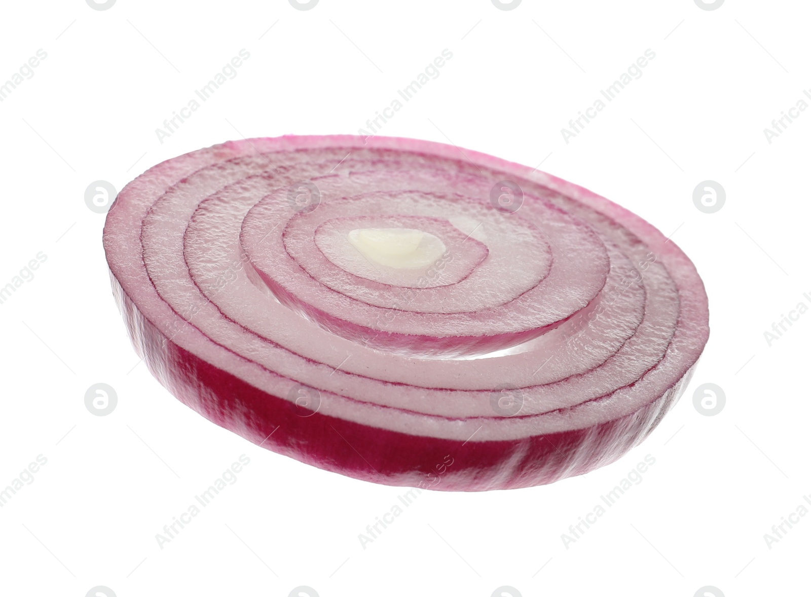 Photo of Ring of ripe red onion isolated on white