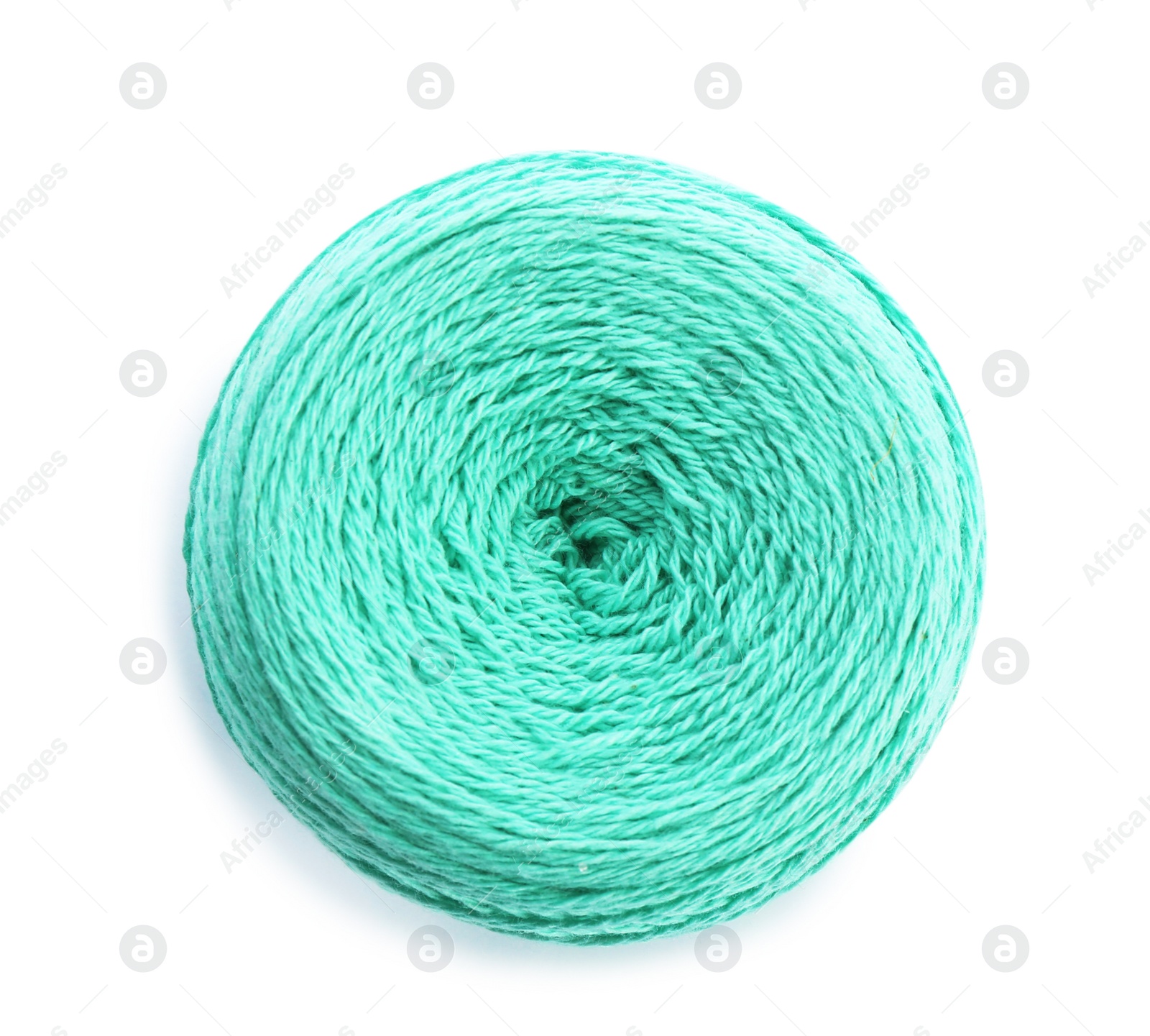 Photo of Clew of color knitting thread on white background