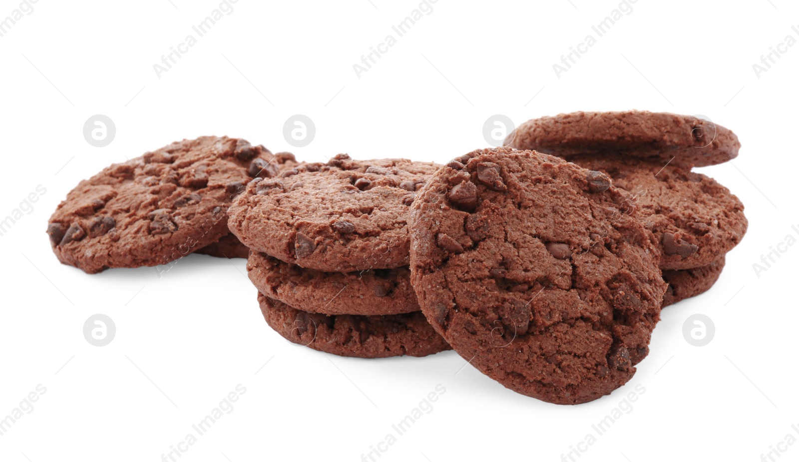 Photo of Delicious chocolate chip cookies isolated on white