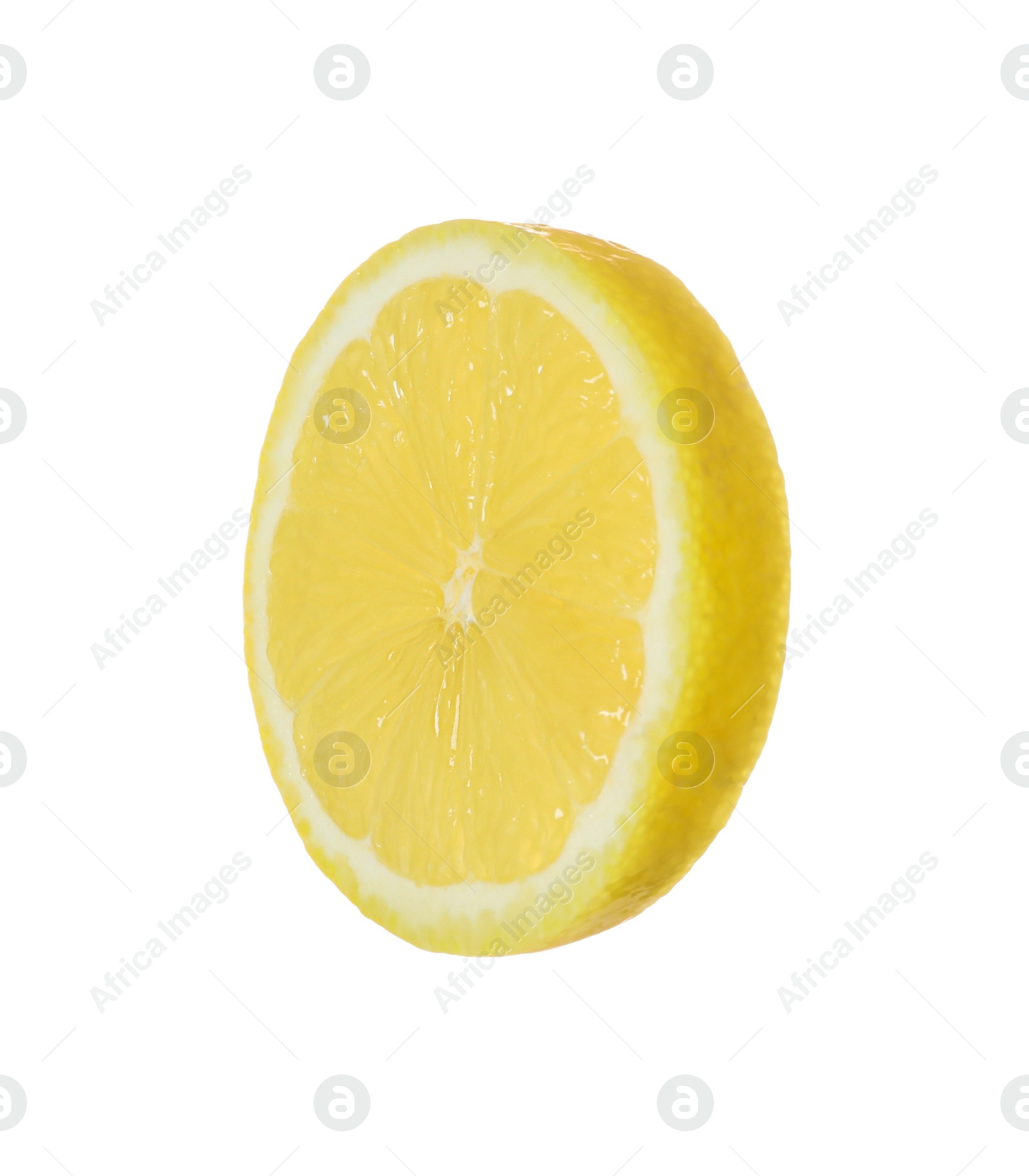 Photo of Fresh ripe lemon slice isolated on white