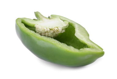 Photo of Cut green bell pepper isolated on white