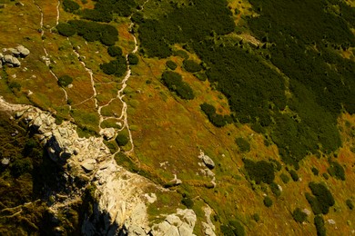 Image of Aerial view of beautiful rocky mountain landscape. Drone photography
