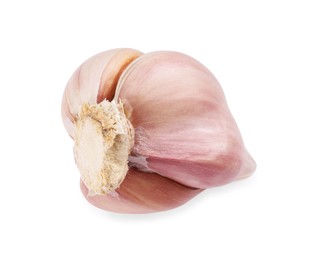 Head of fresh garlic isolated on white, top view