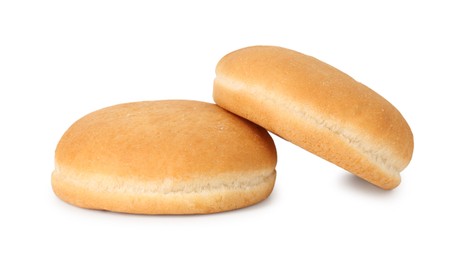 Two fresh burger buns isolated on white