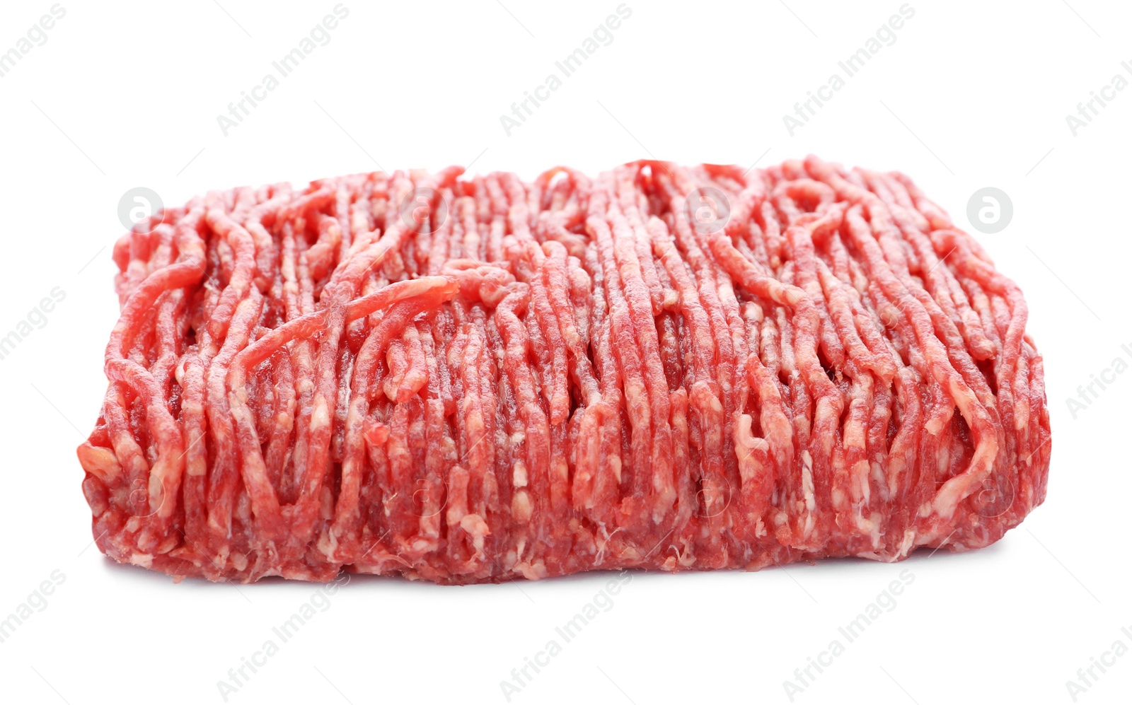 Photo of Fresh raw minced meat on white background