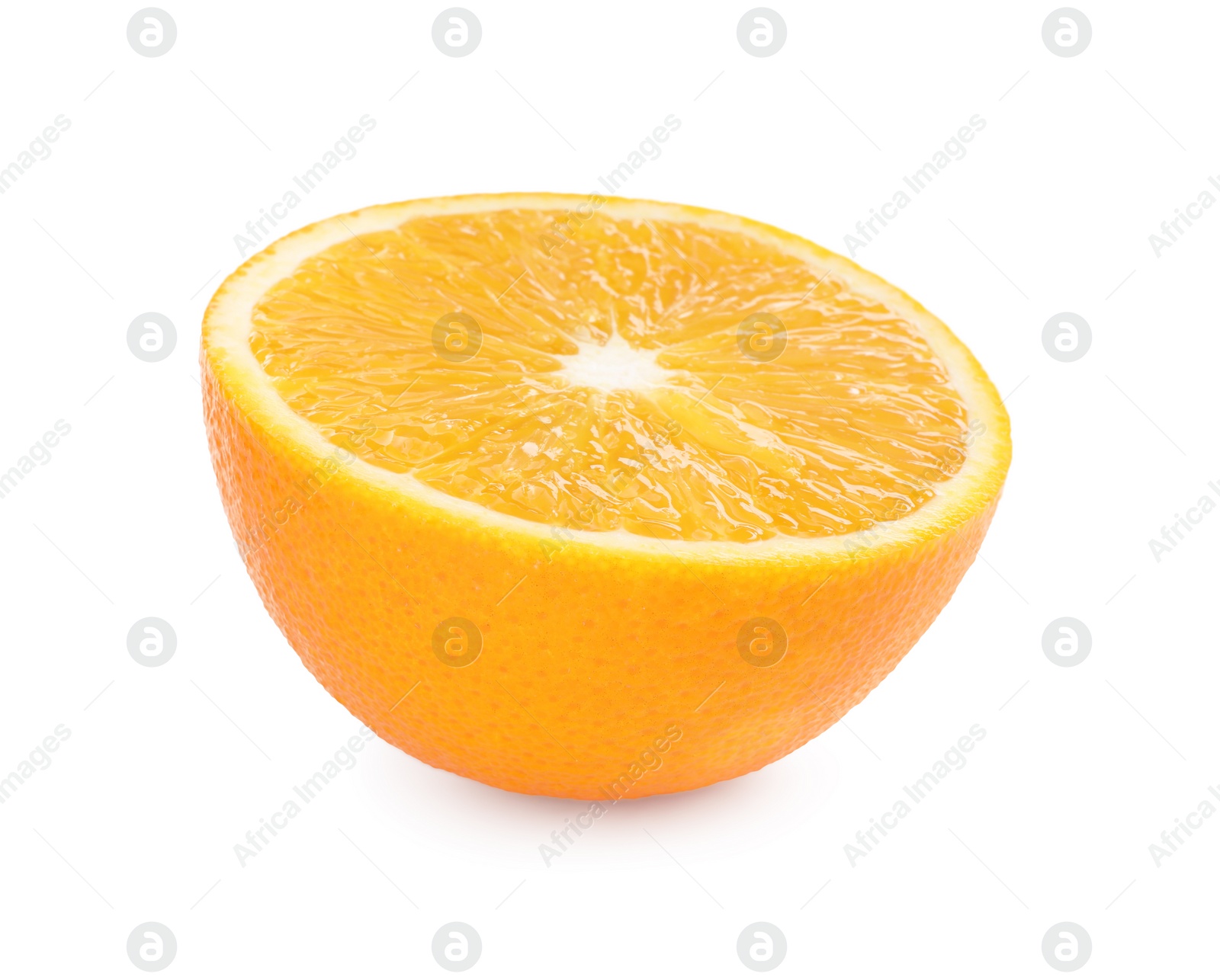 Photo of Half of fresh ripe orange isolated on white