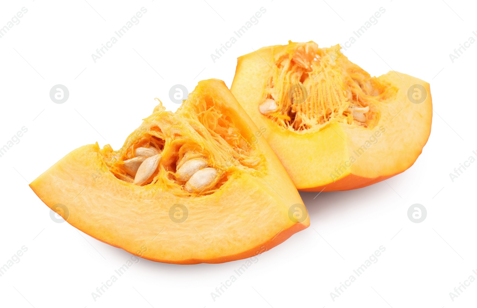 Photo of Pieces of fresh ripe pumpkin isolated on white