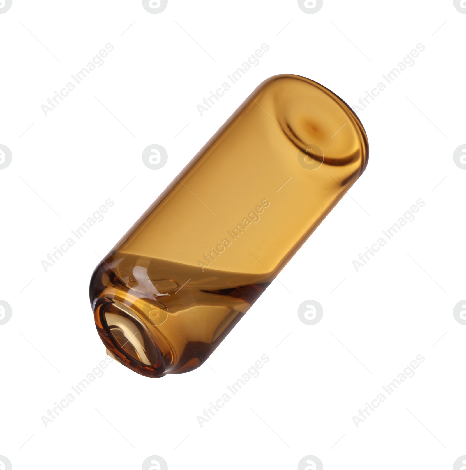 Photo of Open glass ampoule with liquid isolated on white