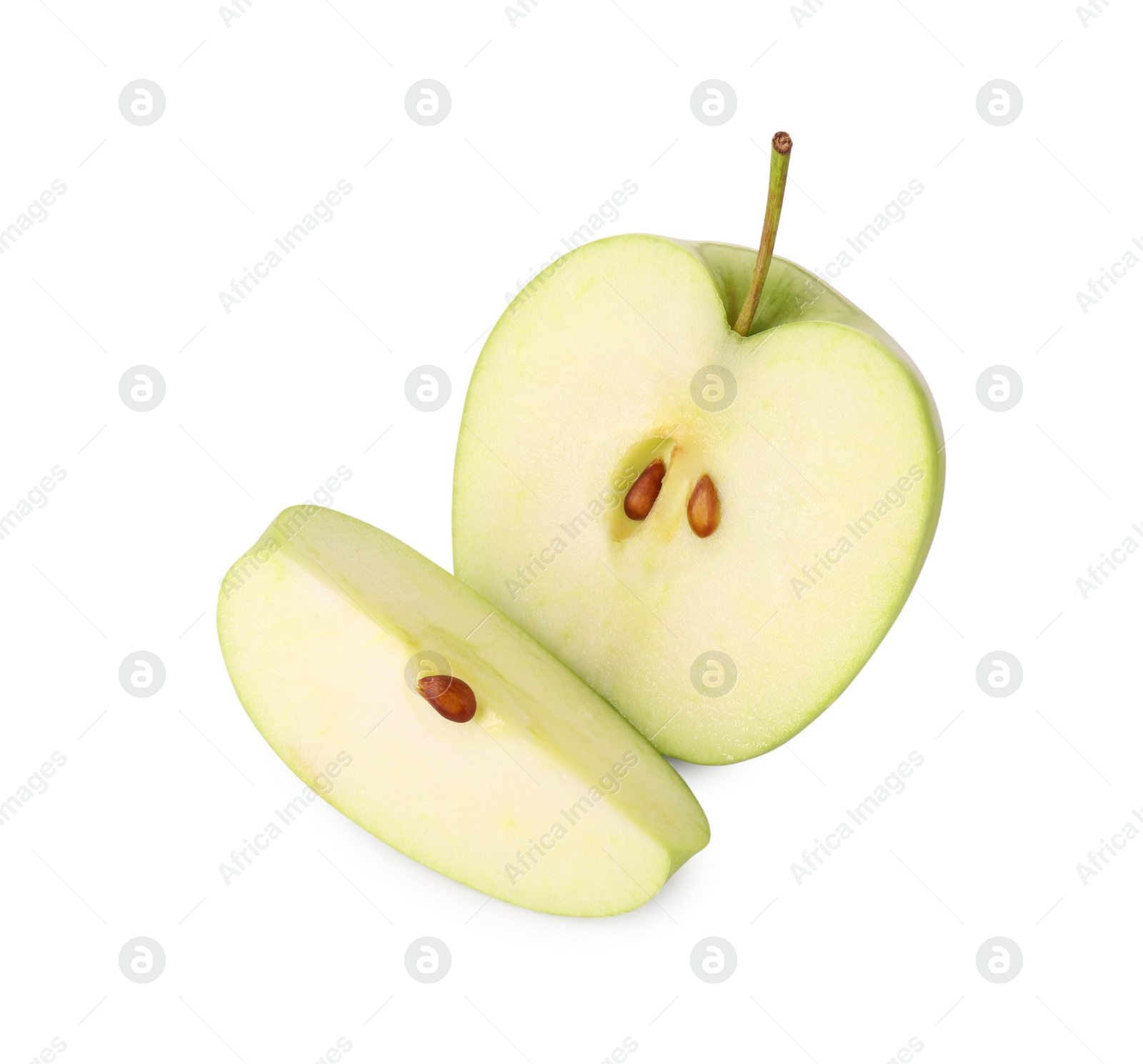 Photo of Tasty cut ripe apple isolated on white