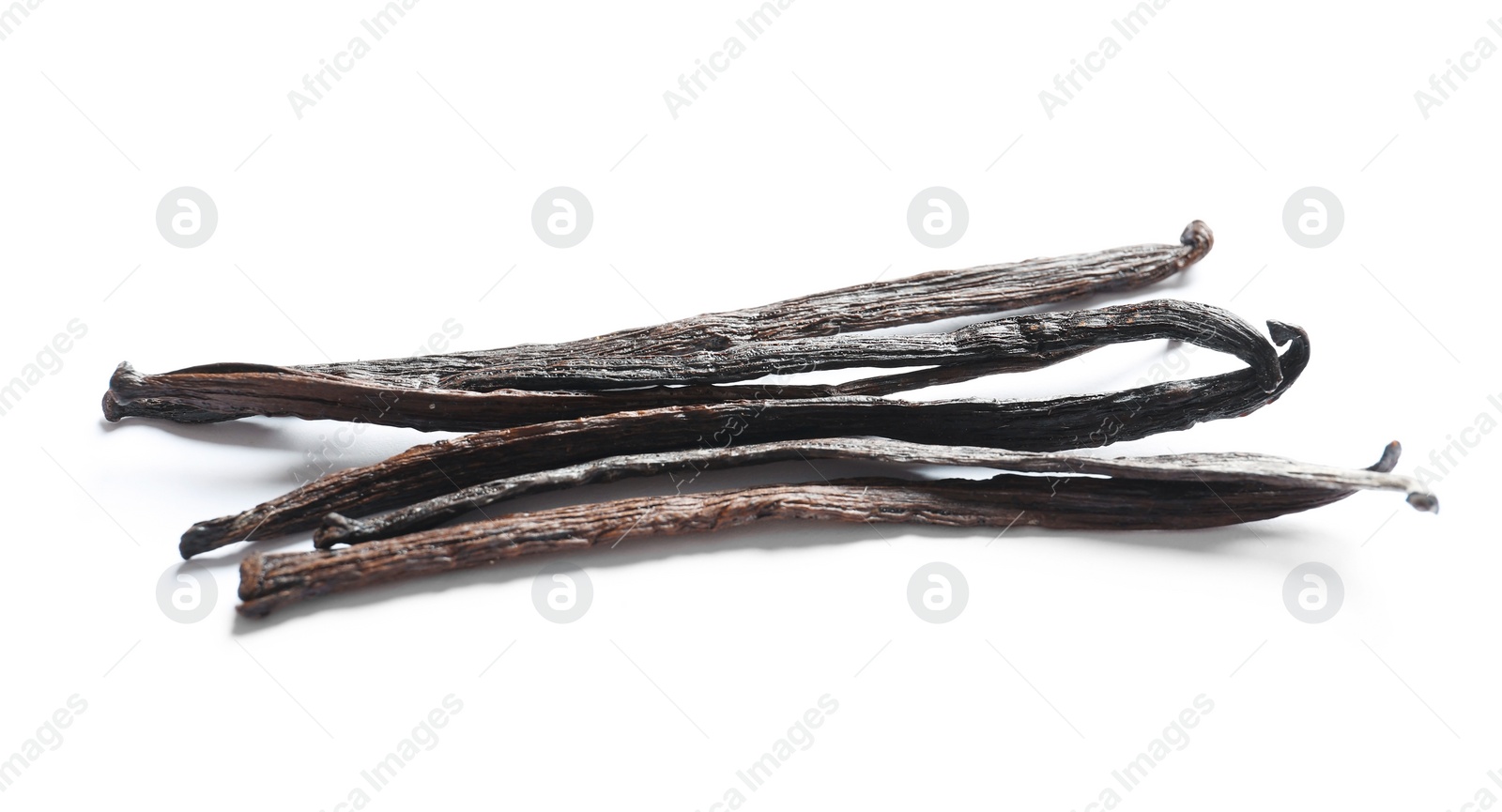 Photo of Aromatic vanilla sticks on white background