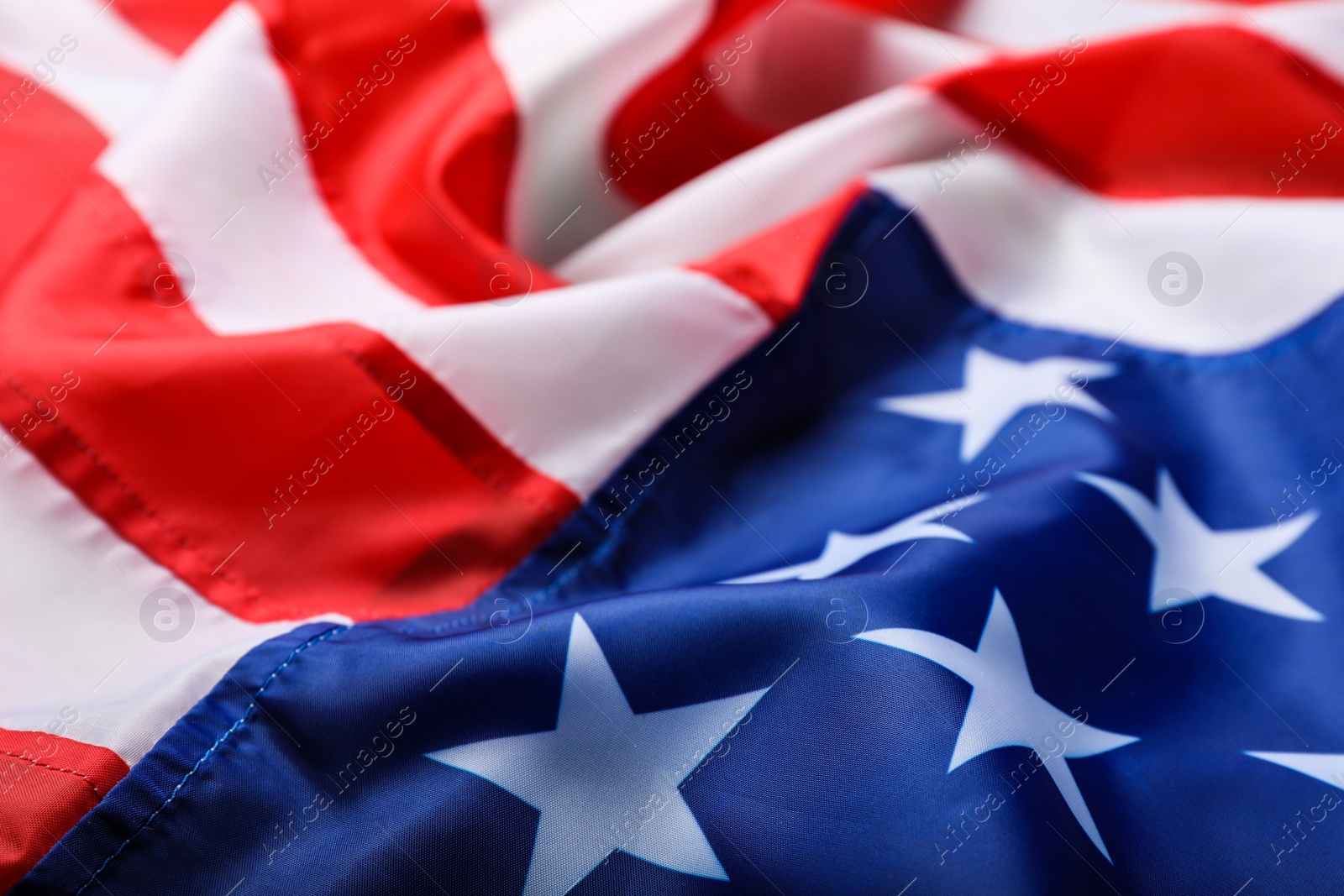 Photo of American flag as background, closeup. National symbol of USA