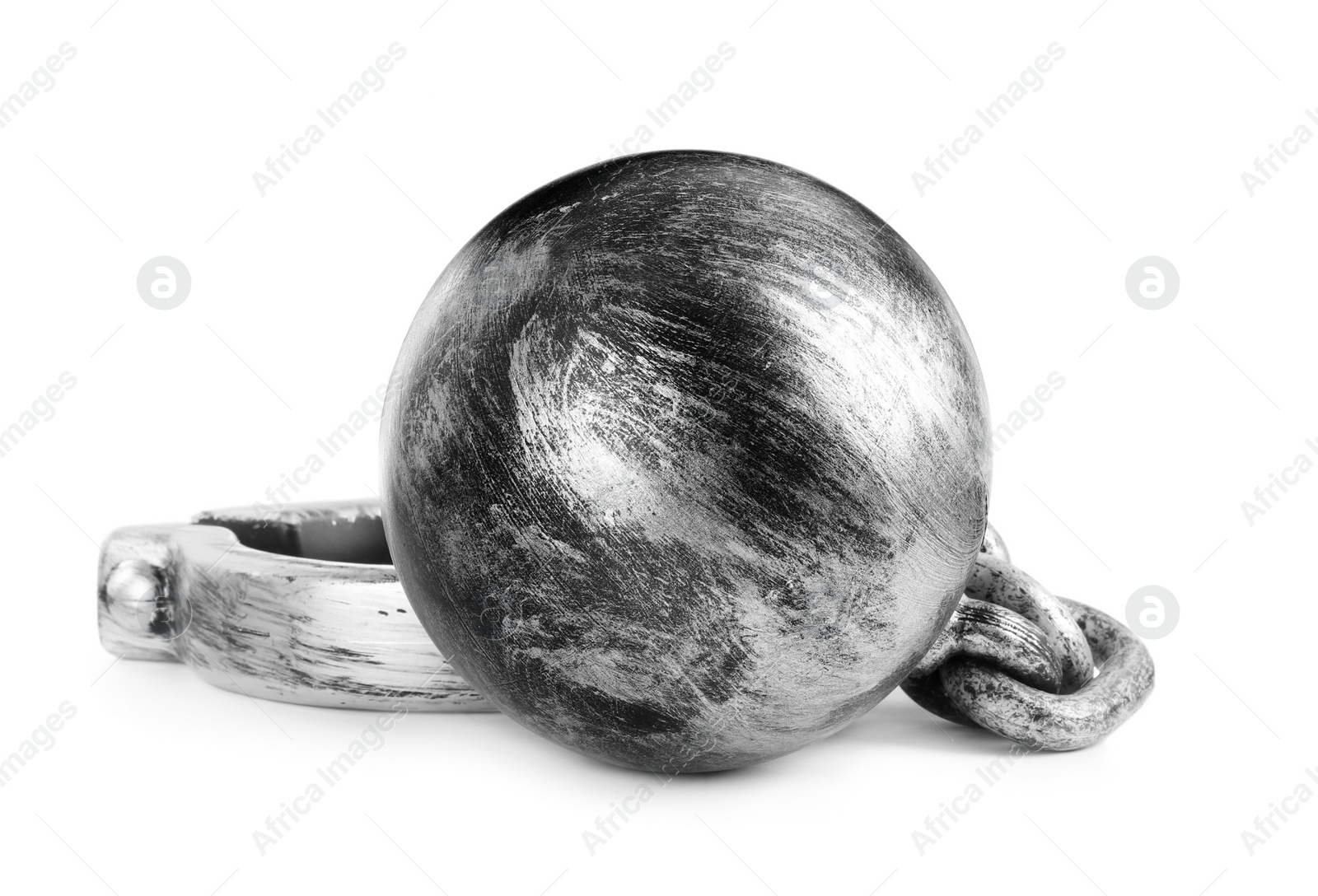 Photo of Prisoner ball with chain on white background