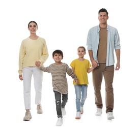 Photo of Children with their parents together on white background