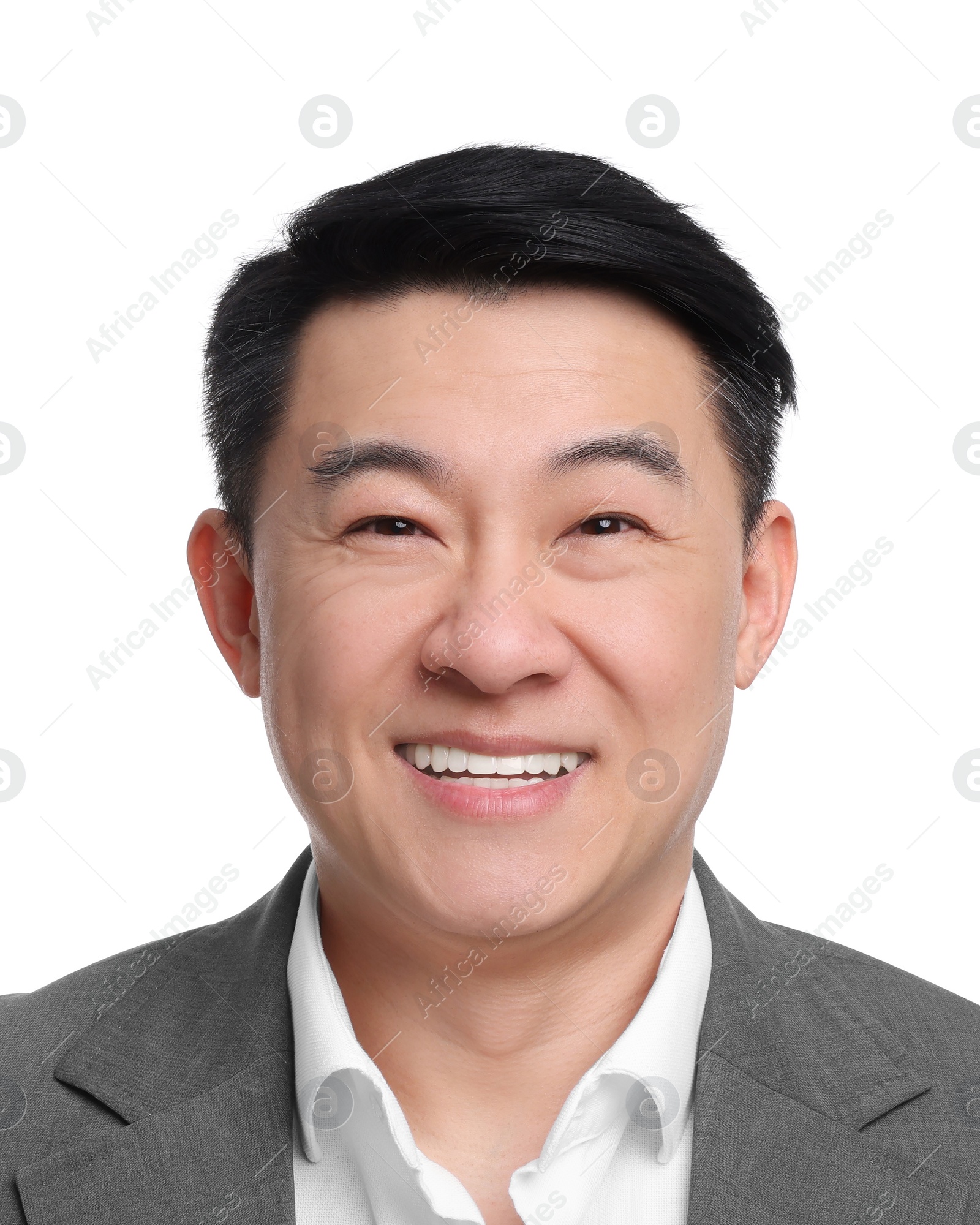 Image of Passport photo. Portrait of man on white background