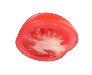 Photo of Half of red ripe tomato isolated on white