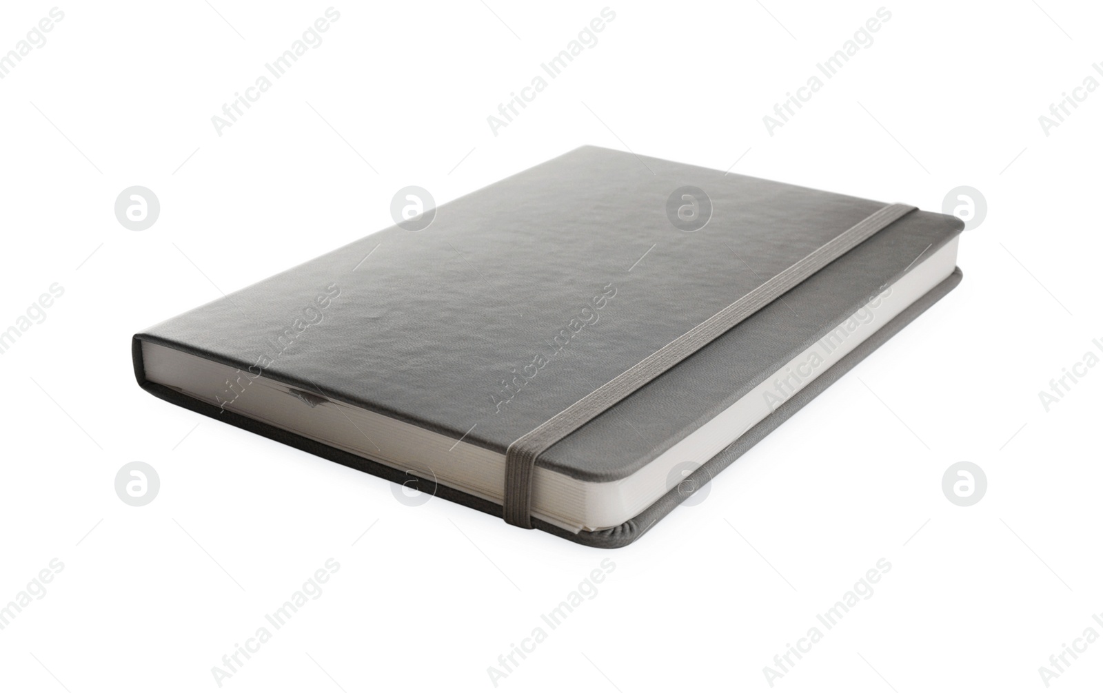 Photo of Closed grey office notebook isolated on white