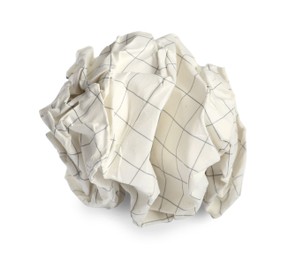Crumpled sheet of beige paper isolated on white