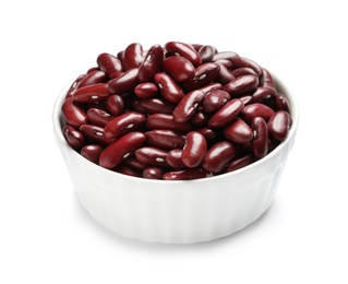 Bowl with beans on white background. Natural food high in protein