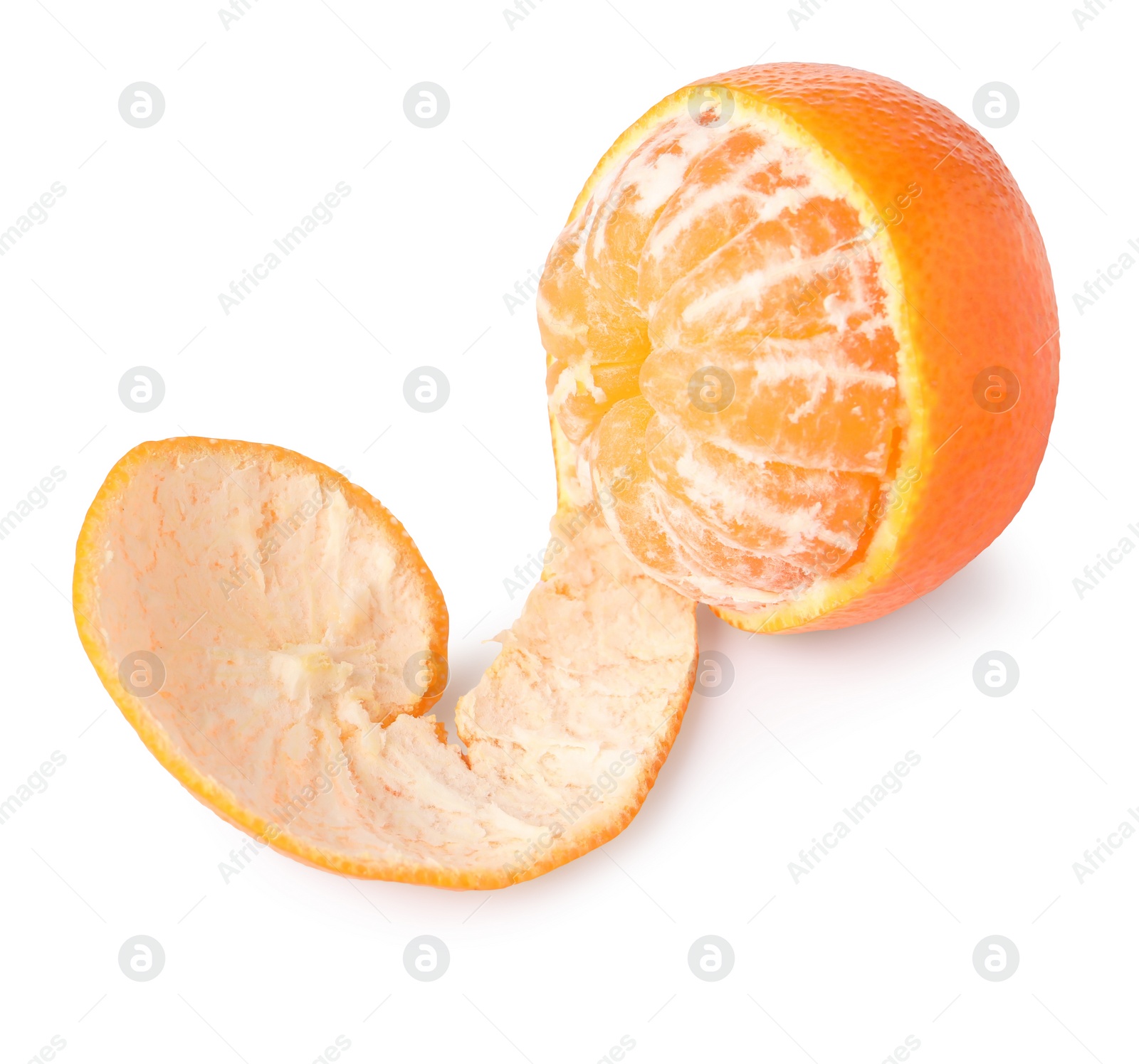 Photo of One fresh ripe tangerine isolated on white