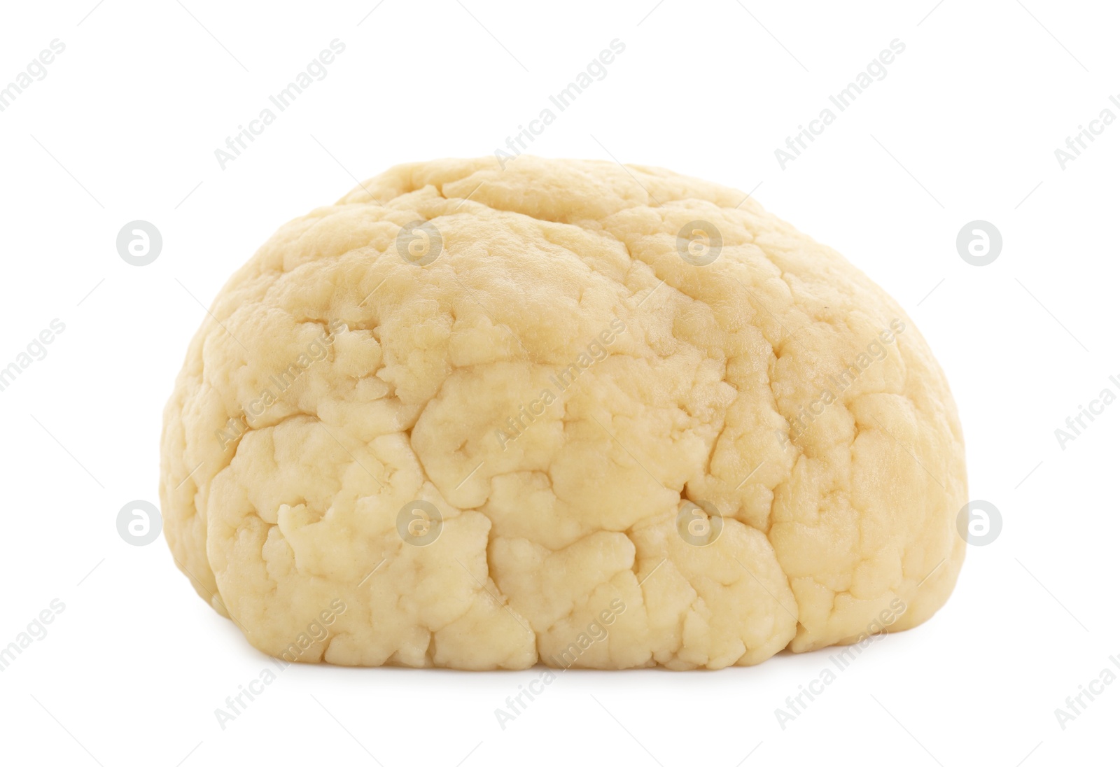 Photo of Making shortcrust pastry. Raw dough isolated on white