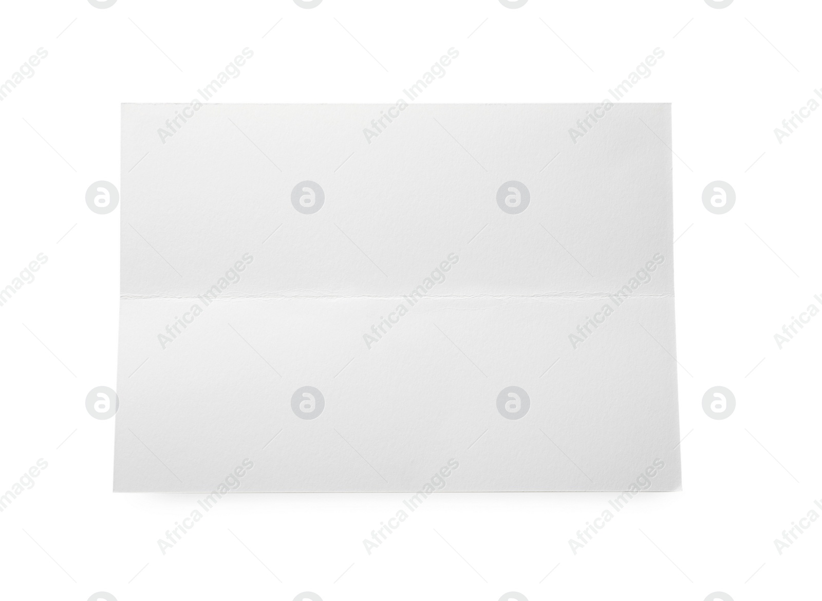 Photo of Blank paper sheet with crease isolated on white, top view