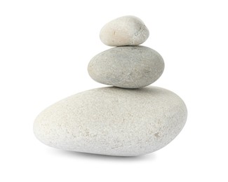 Photo of Stack of different stones isolated on white