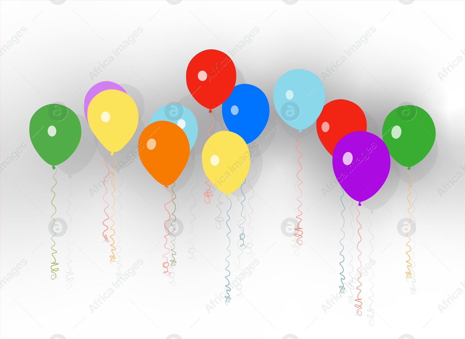 Illustration of Different bright balloons on white background