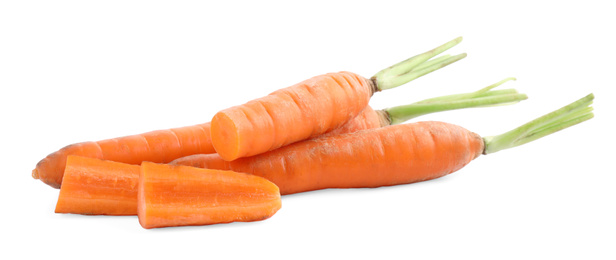 Photo of Fresh ripe juicy carrots isolated on white