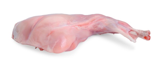 Photo of Fresh raw rabbit leg isolated on white