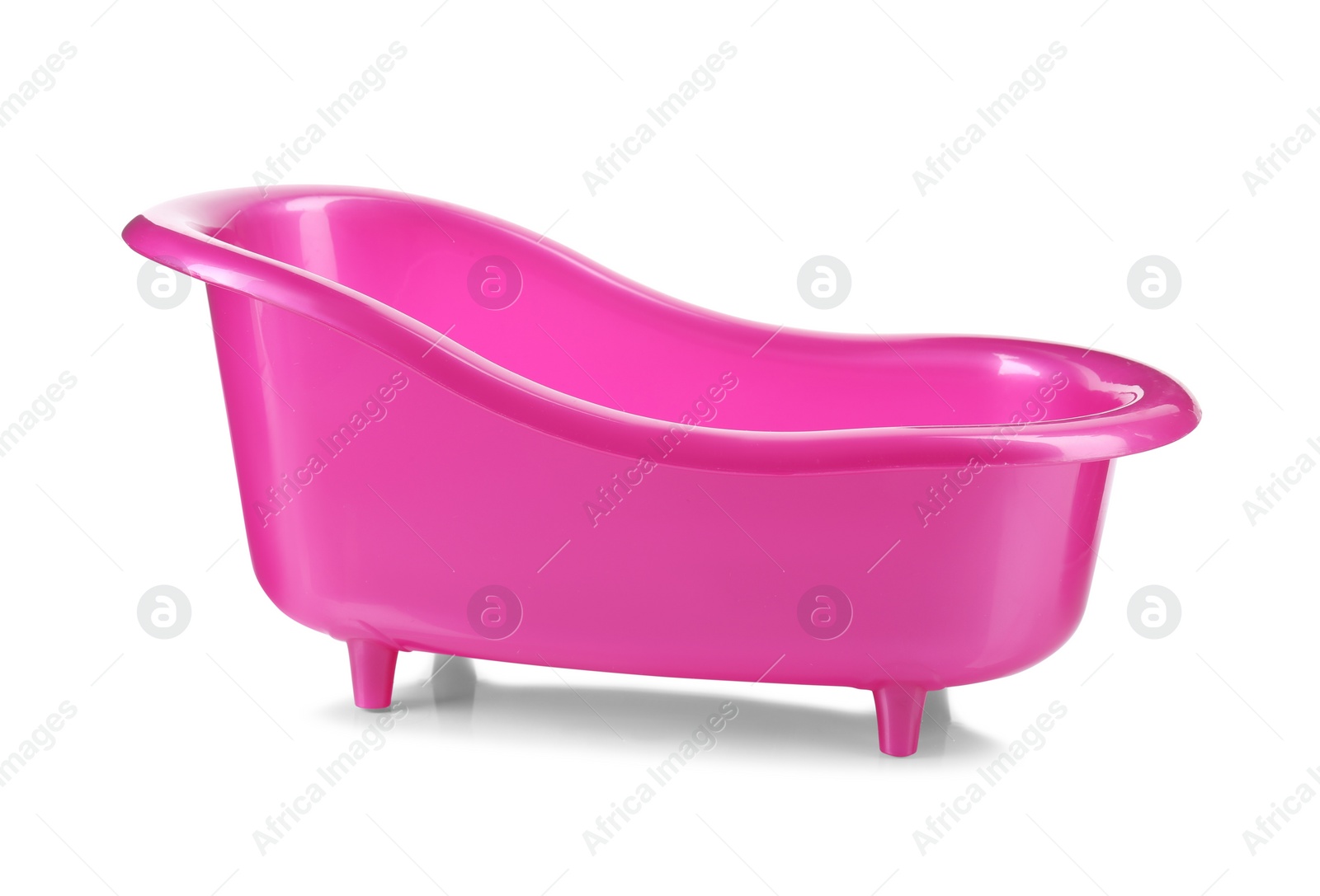 Photo of Empty pink toy bathtub isolated on white