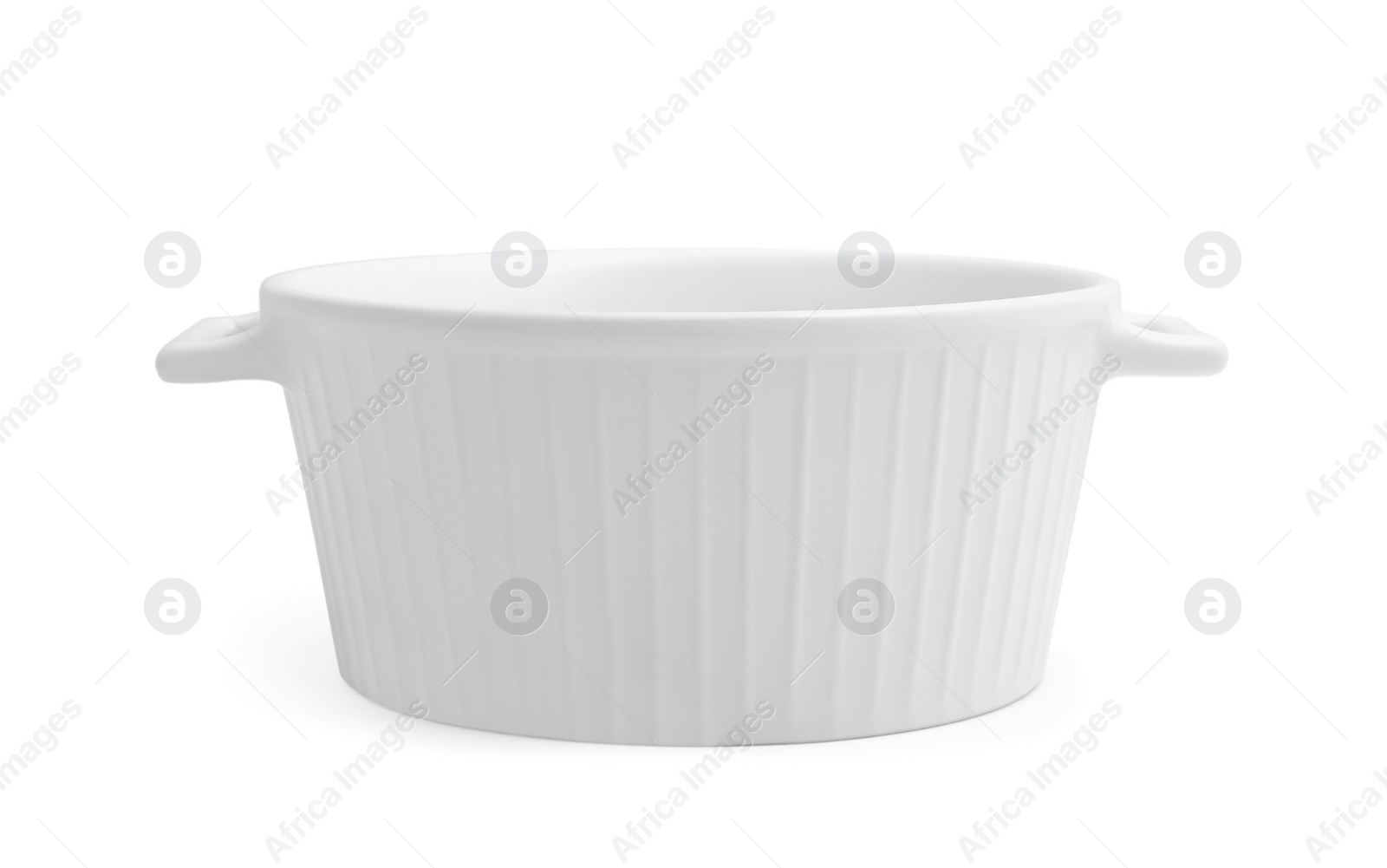 Photo of One empty ceramic pot isolated on white