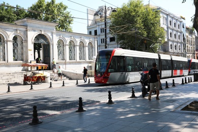 Photo of ISTANBUL, TURKEY - AUGUST 10, 2019: Modern tram on city street